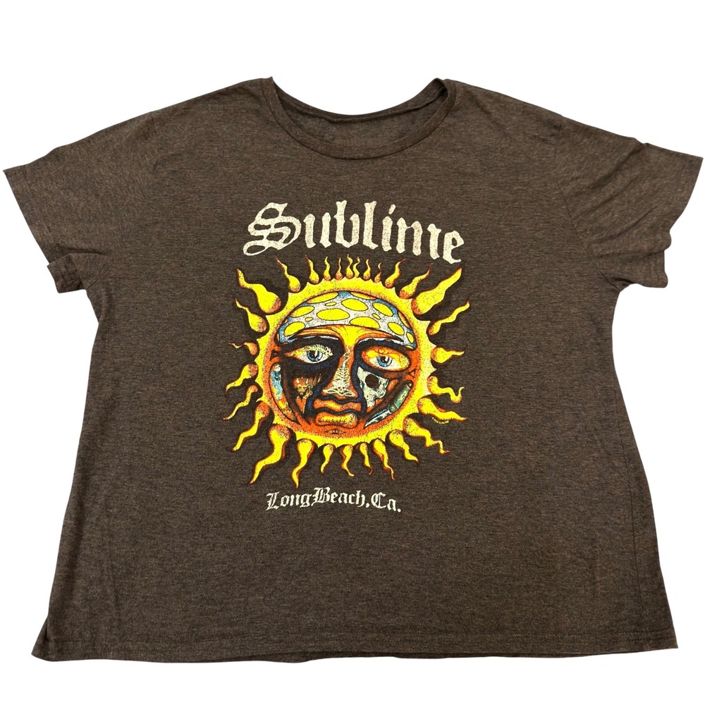 Sublime Sun Logo Graphic T-Shirt Charcoal Heather Gray 2XL 2020 Long Beach CA